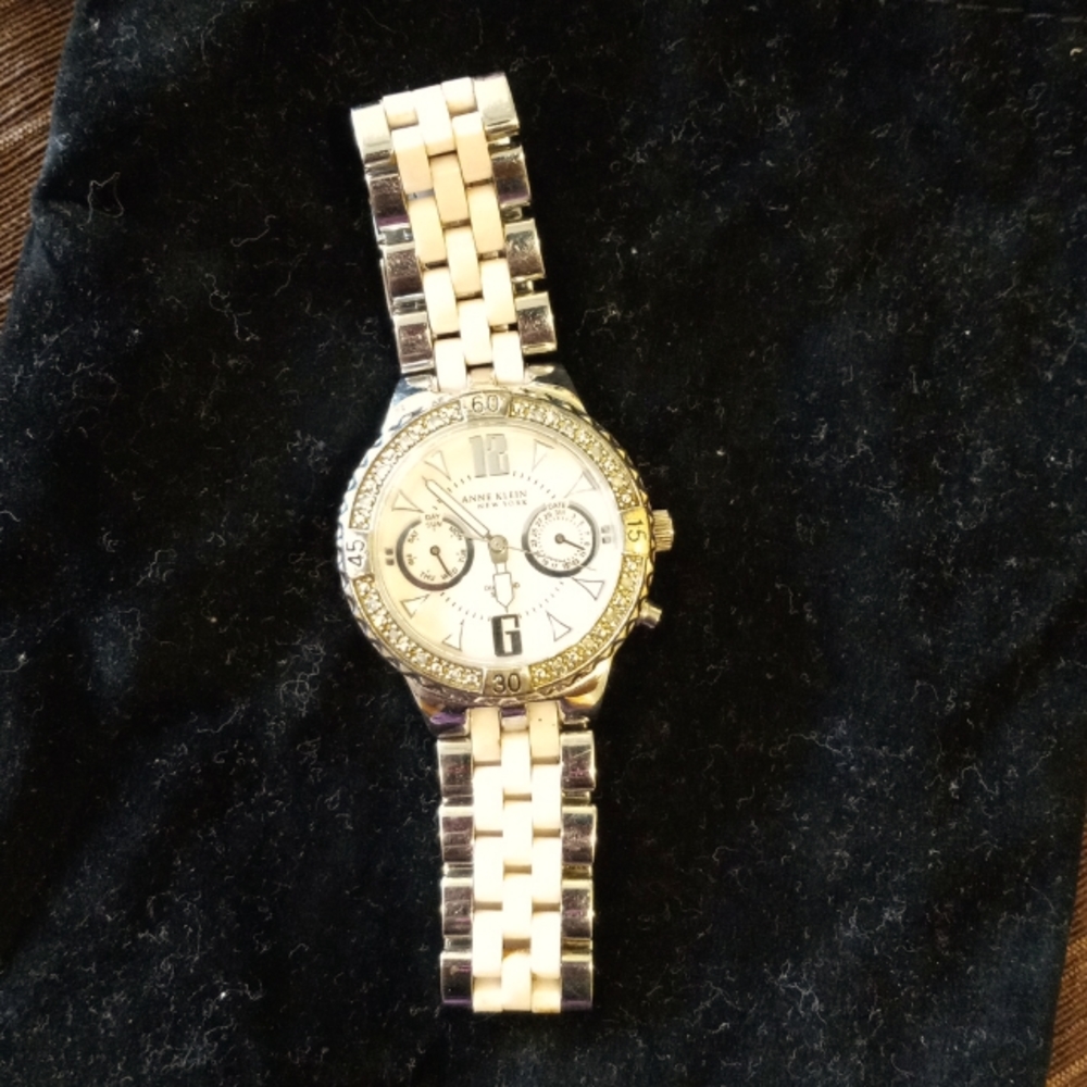 Pink Anne Klein diamond bezel watch